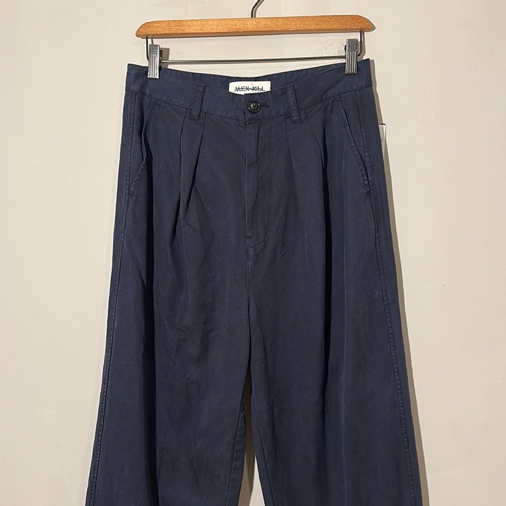 NEW Alex Mill Navy Pleated Tapered cotton trouser pants women size 6 - Picture 7 of 7